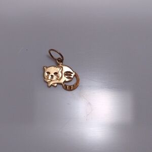 Vintage Retro 14k Gold OroAmerica Yellow Gold Diamond Cut Cat Charm